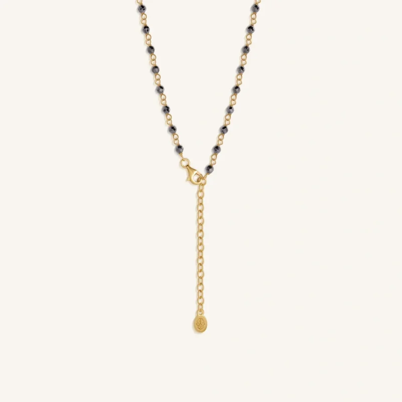 Celestial Flow Hamsa Hematite & Aquamarine Necklace