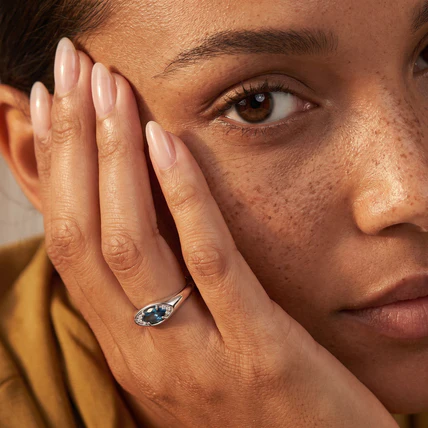 Blue Topaz Ring - Evil Eye