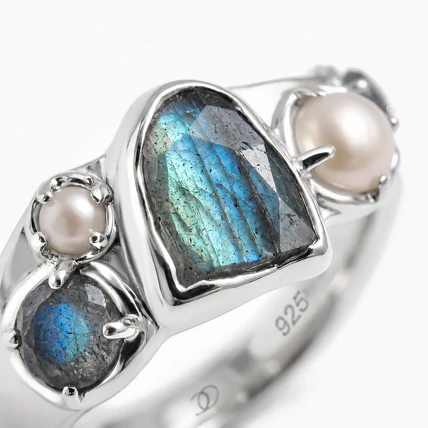 Labradorite Pearl Ring - Heirloom